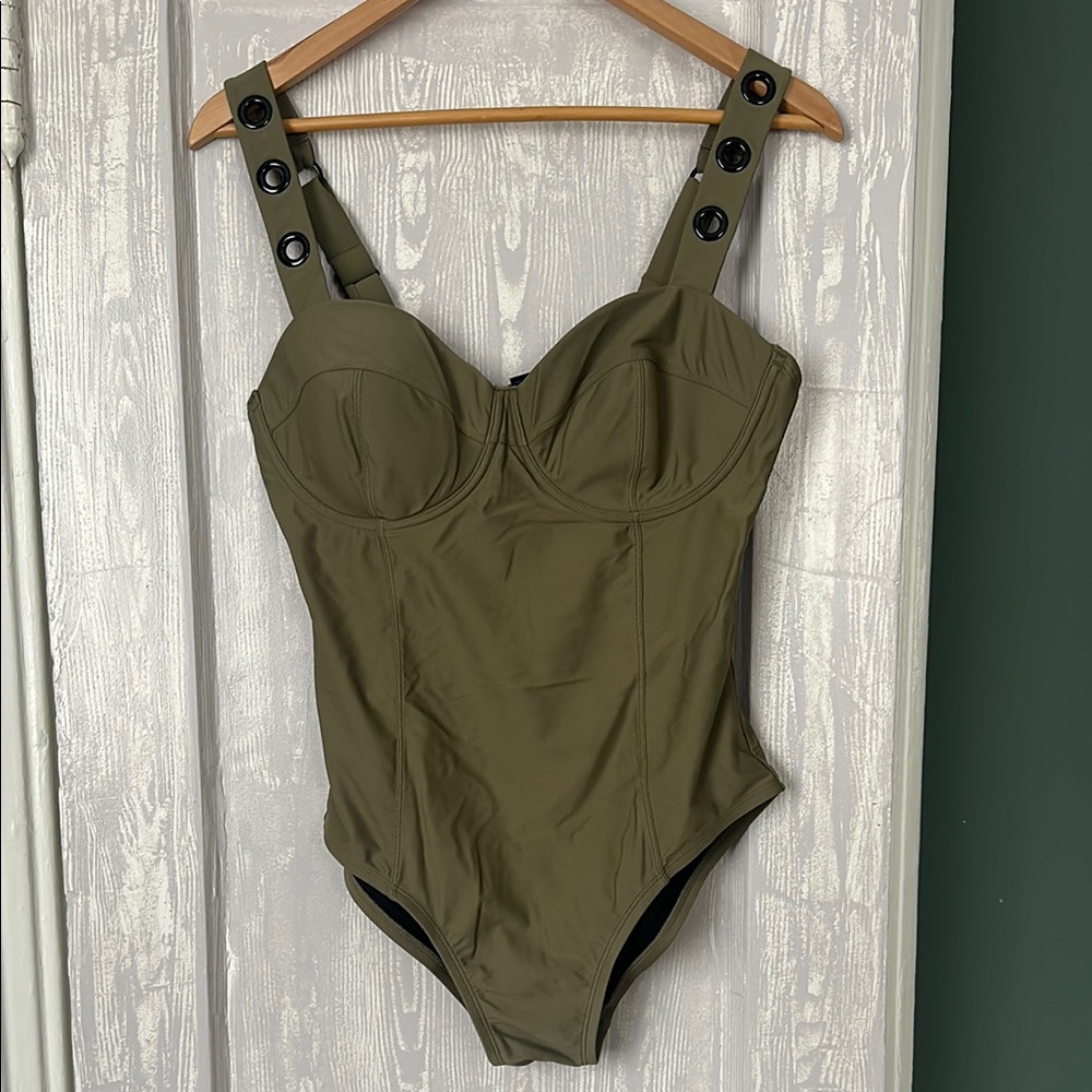 Olive Green Kids One Piece Swimsuit
